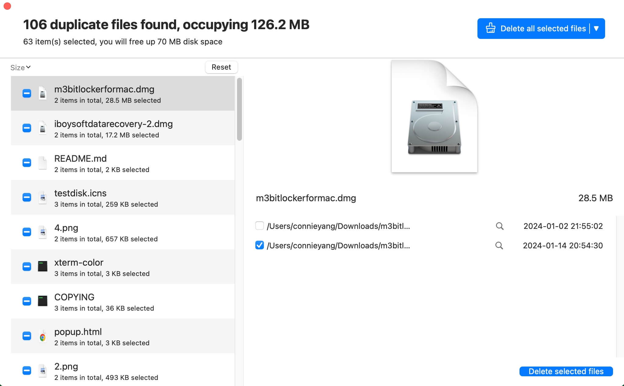 delete duplicate files