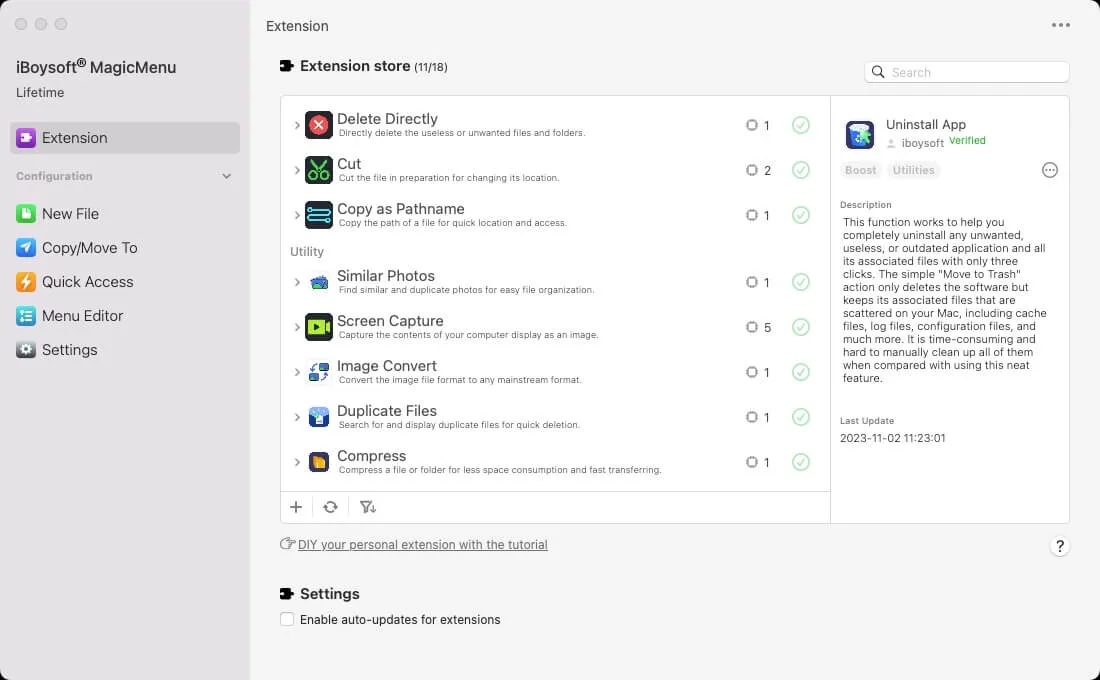 Ausschneiden und Einfügen über iBoysoft MagicMenu