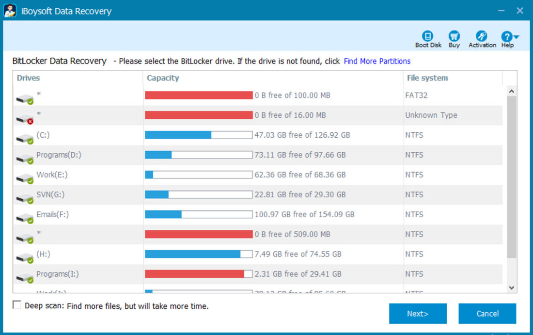 iBoysoft Data Recovery - Enter BitLocker recovery key or encryption password