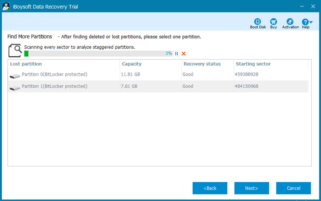 Recover deleted or lost BitLocker encrypted partition