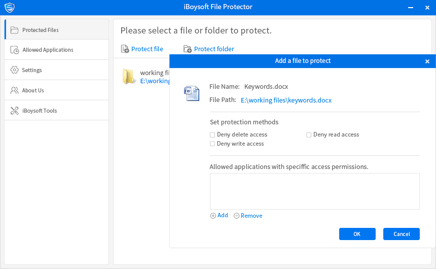 Protect folder/volume with iBoysoft File Protector