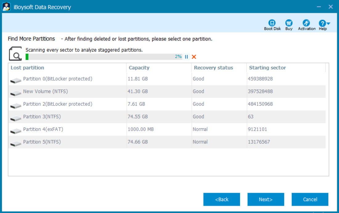 Lost partition recovery